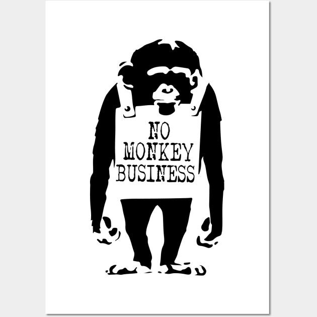 BANKSY No Monkey Business Wall Art by inkstyl